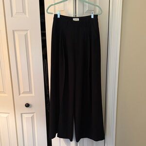 Maeve Classic Black Wool Wide Leg Pants with pleats, Size 6